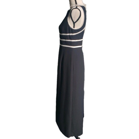 Papell Boutique Evening Gown Black/White Elegant Open Tie Back Bows Dress Sz 8P - Picture 4 of 13